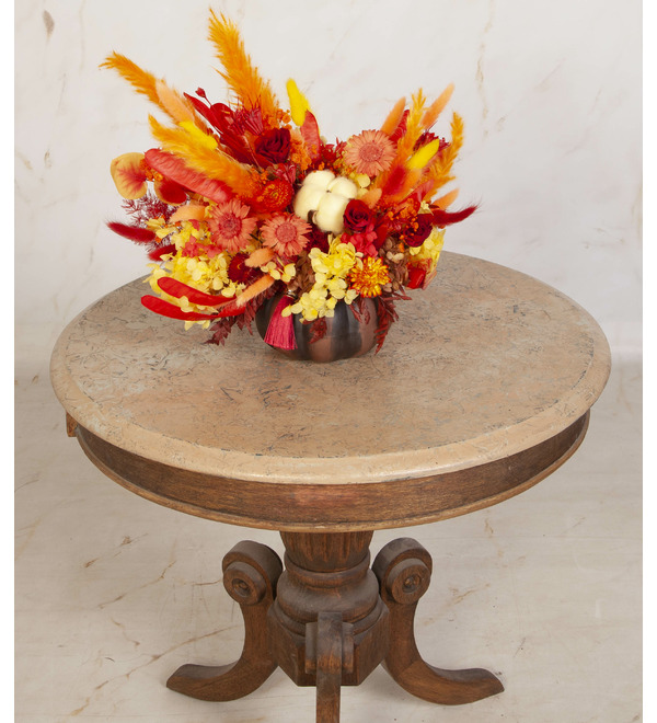 Композиция из стабилизированных цветов и сухоцветов Осенний урожай – фото № 3