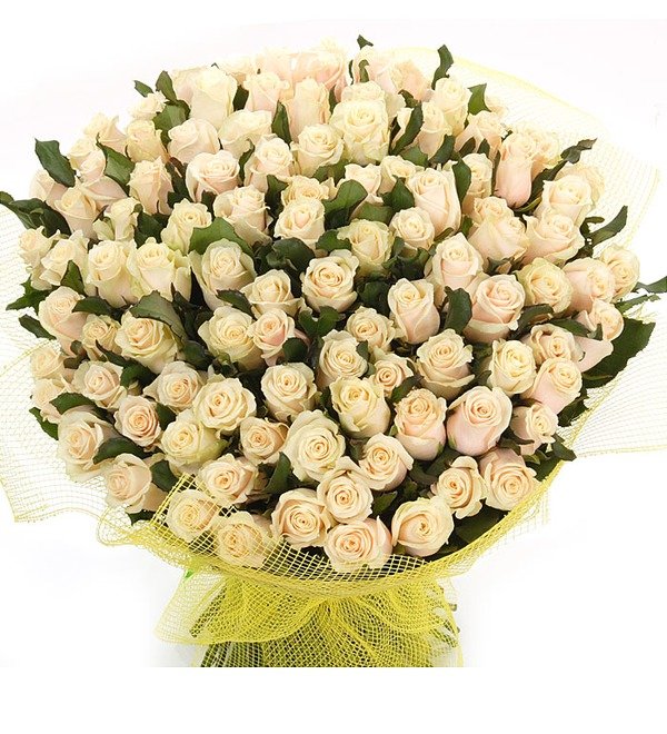 Букет из 101 кремовой розы Королевский подарок BG BR103 PLE – фото № 2