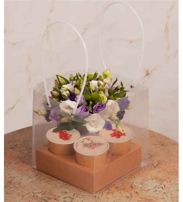 Gift set of desserts with flowers Nice compliment – photo #1