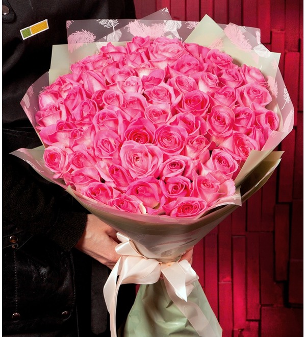 Букет-соло Розовые розы (15,25,35,51,75,101 или 151) MCS19 NOV – фото № 1