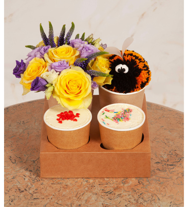 Gift set of desserts with flowers On the wings of happiness – photo #1