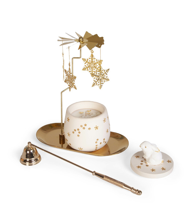 Свеча-статуэтка ручной работы с гасильником Снежинки – фото № 1