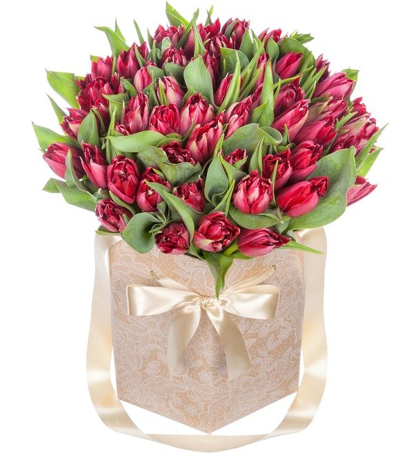 Pion-shaped tulips Robinho in a vase – photo #1