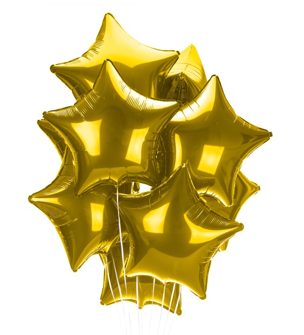 Букет шаров Золотые звезды (9 или 18 шаров) – фото № 1