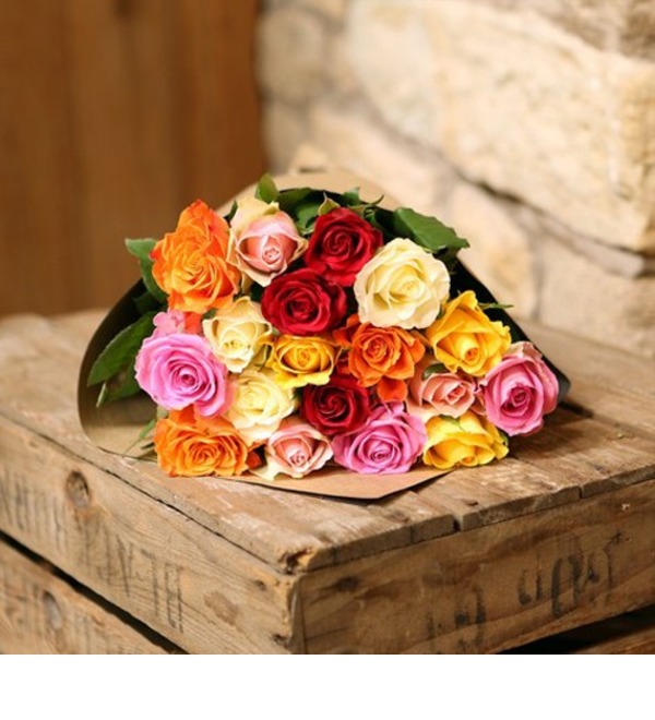 Букет из разноцветных роз AR55 CAS – фото № 2