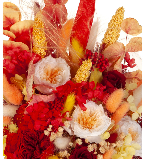 Композиция из стабилизированных цветов и сухоцветов Филин – фото № 2