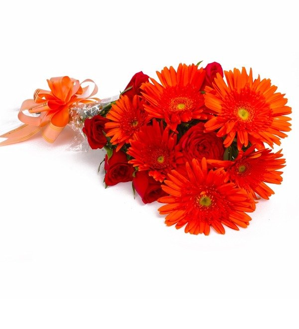 Bouquet of Orange Gerberas and Red Roses GAIFL0660 RAJ – photo #1