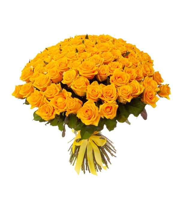 Букет-соло жёлтых роз (15,25,35,51,75 или 101) – фото № 5