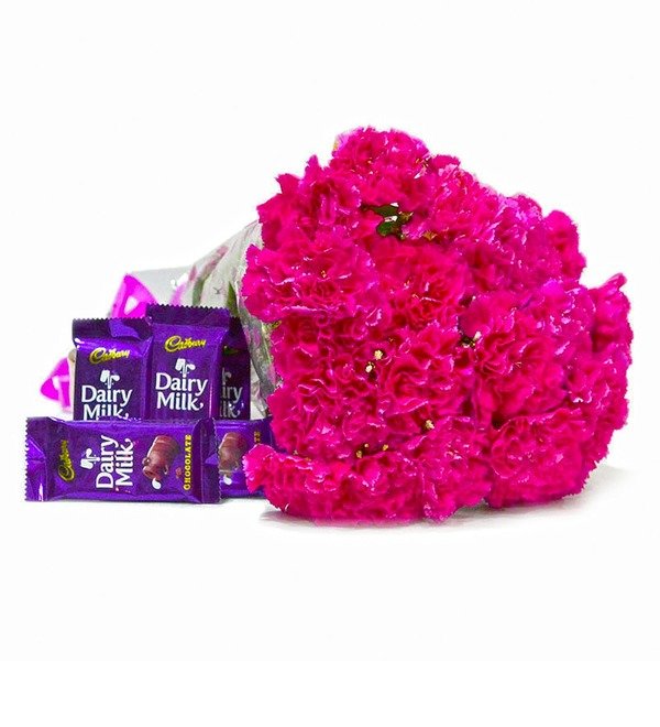 Twenty Pink Carnations Bouquet with Cadbury Dairy Milk Chocolates GAIMPHD0181 MYS – photo #1