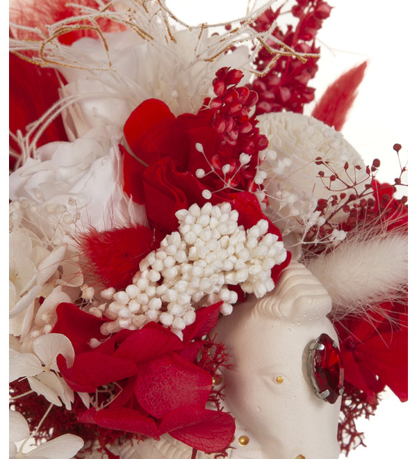 Композиция из стабилизированных цветов и сухоцветов Символ года – фото № 2