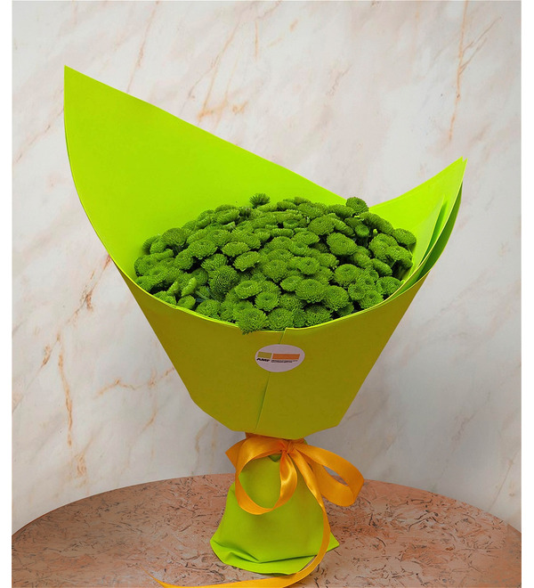 Bouquet-solo of green chrysanthemums (15,25,35,51,75 or 101) – photo #1