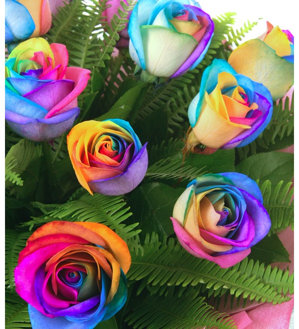 Букет из 15 радужных роз Обыкновенное чудо – фото № 4