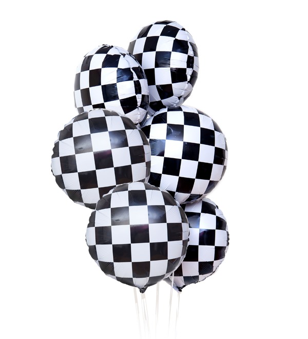 Bouquet of balloons Racing flag (7 or 15 balloons) – photo #1