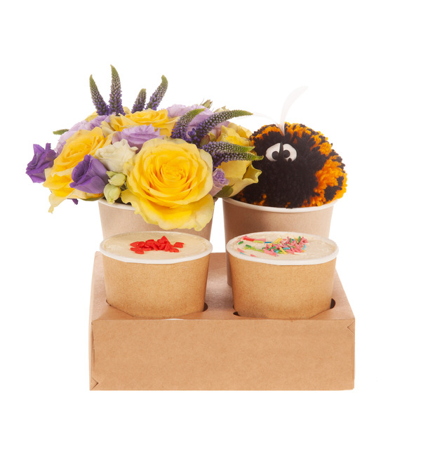 Gift set of desserts with flowers On the wings of happiness – photo #3