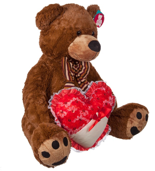 Мягкая игрушка Медведь с бантом и с сердцем (60 см) – фото № 3
