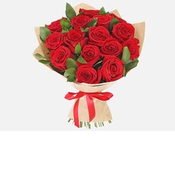 Букет из 15 красных роз высотой 60 см KZRK115 KYR – фото № 1