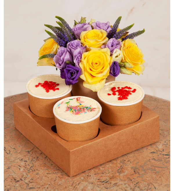 Gift set of desserts with flowers Favorite flavors – photo #5