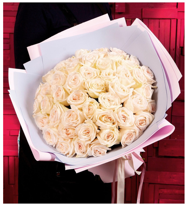 Букет-соло ароматных роз White OHara (15,25,35,51,75 или 101) – фото № 4