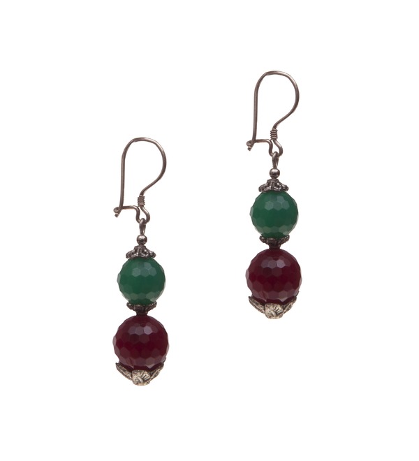 Set of earrings + necklace with chrysoprase and agate – photo #3