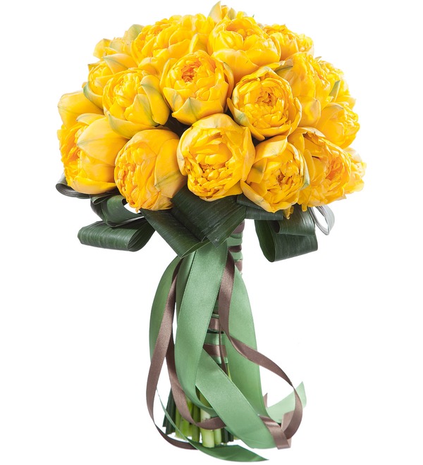 Букет-соло из тюльпанов Yellow Pompenette (15,25,35,51,75 или 101) – фото № 2