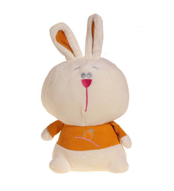 Soft toy Hare in a yellow sweater (28 cm) – photo #1