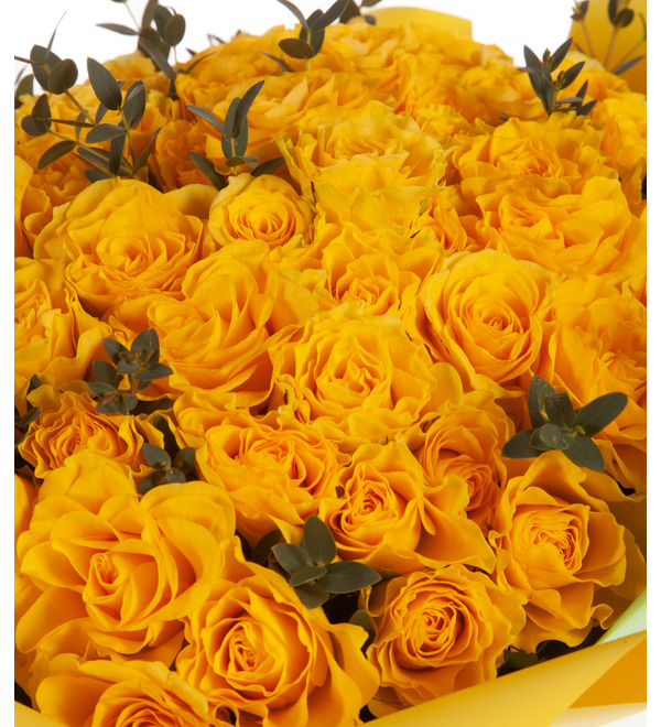 Букет-соло жёлтых роз (51,75,101 или 151) – фото № 3