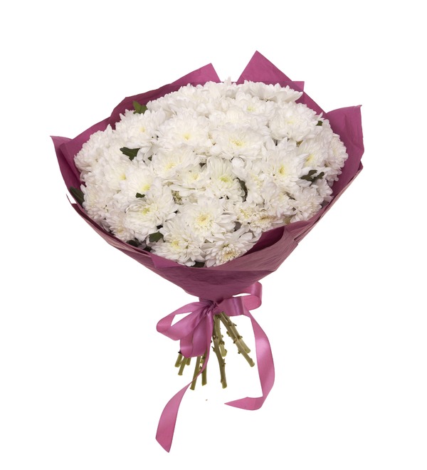 Букет-соло белых хризантем (9,15,25,35,51,75 или 101) – фото № 5
