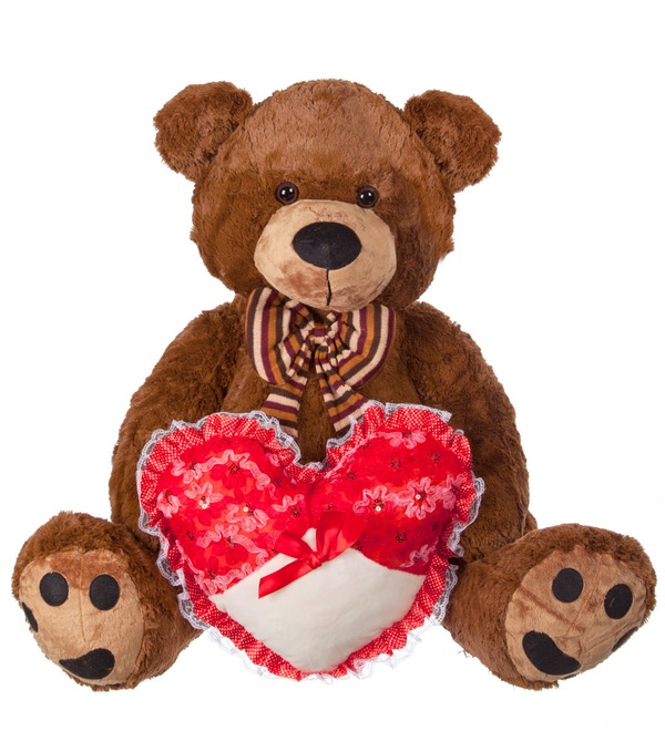 Мягкая игрушка Медведь с бантом и с сердцем (60 см) – фото № 1