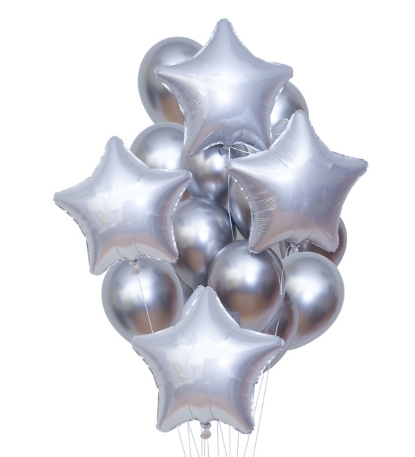 Букет шаров Серебро (11 или 21 шар) – фото № 1