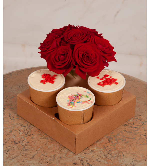 Gift set of desserts with flowers Beloved – photo #3